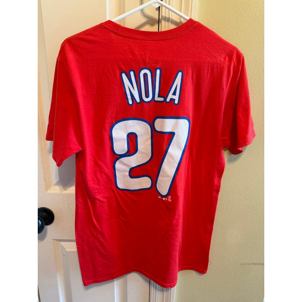 Philadelphia Phillies Aaron Nola Red Name Number Youth T-Shirt 27 MLB Sz M - Picture 5 of 9
